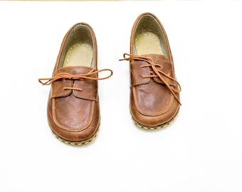 Chaussures homme mises à la terre faites main : avec rivets en cuivre - Crazy Brown