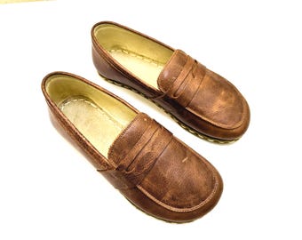 Zapatos de cuero descalzos: Mocasines Zero Drop para mujer - Marrón loco