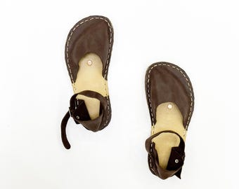 Barefoot Leather Sandals: Grounding Earthing Women Shoes, Bitter Brown