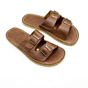 Barefoot Copper Sandals Men, Grounding Shoes,All Leather Shoes, Shoe Gifted, Wide Toe Box, Earthing Flip Flop | Classic Brown