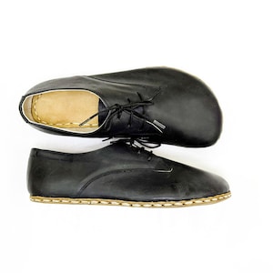 Barefoot Copper Shoes Mens, Grounding Shoes,All Leather Shoes, Shoe Gifted, Wide Toe Box, Earthing Oxford Shoes| Black