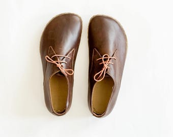 Chaussures pieds nus en cuir : chaussures de protection pour femmes - brun amer
