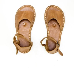 Barefoot Sandals Women, Grounding Sandals For Women, Earthing Sandals With Copper Rivet, Minimalistic Flat Sandals | Matte Brown