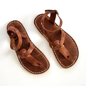 Earthing Sandals for Women | Handmade Natural Leather Barefoot Shoes | Grounding Footwear with Soft Suede Sole | Crazy Brown