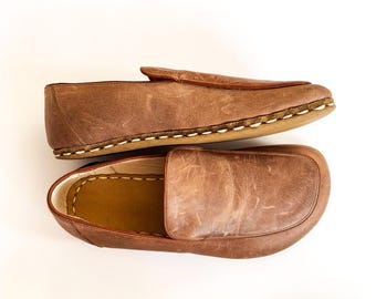 Mocasines de cuero para conexión a tierra, zapatos minimalistas para mujer con plantillas de cobre - Vision