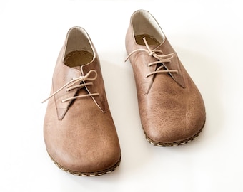 Richelieus en cuir pieds nus pour hommes - Chaussures de mise à la terre à bout large - Vision