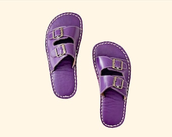 Barefoot Sandals Women, Grounding Sandals For Women, Earthing Slipper With Copper Rivet, Minimalistic Flat Sandals | PURPLE