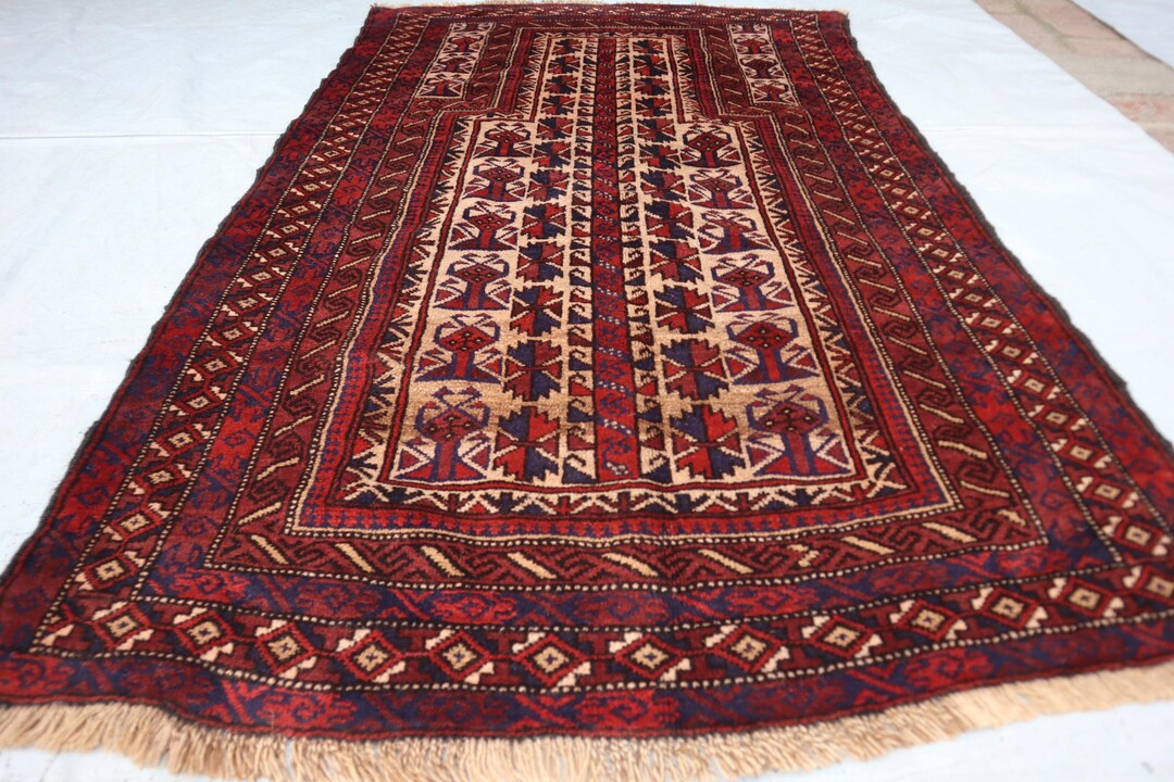 3x4.11 Afghan Antique Prayer Rug, Muslim Prayer Rug, Baluchi Beautiful ...