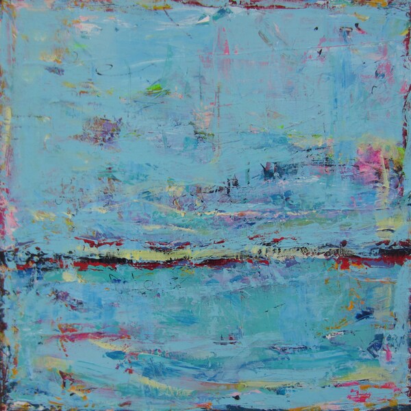 BLUE ART, Peaceful Modern Abstract Original Painting, 30 x 30 inches
