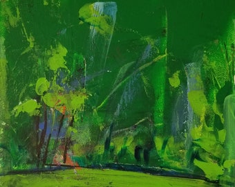Green Art, Original Painting, Abstract Landscape by Francine Ethier