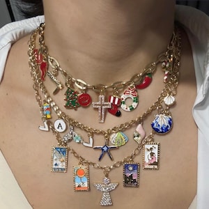 Build Your Own Custom Charm Necklace,Pick Your Charms,Gold Charm Necklaces for Women,Vintage Chunky Necklace,Personalized Gifts for Her