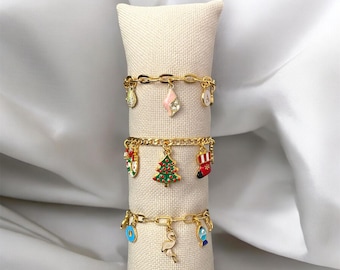 Build Your Own Custom Charm Bracelets for Women,Gold Vintage Chunky Charm Bracelet,Pick Your Charms,Personalized Birthday Gift for Her
