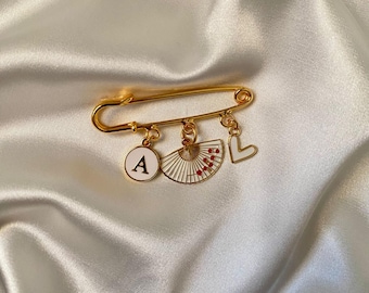 Customizable Charm Brooch: Handmade Safety Pin with Charms