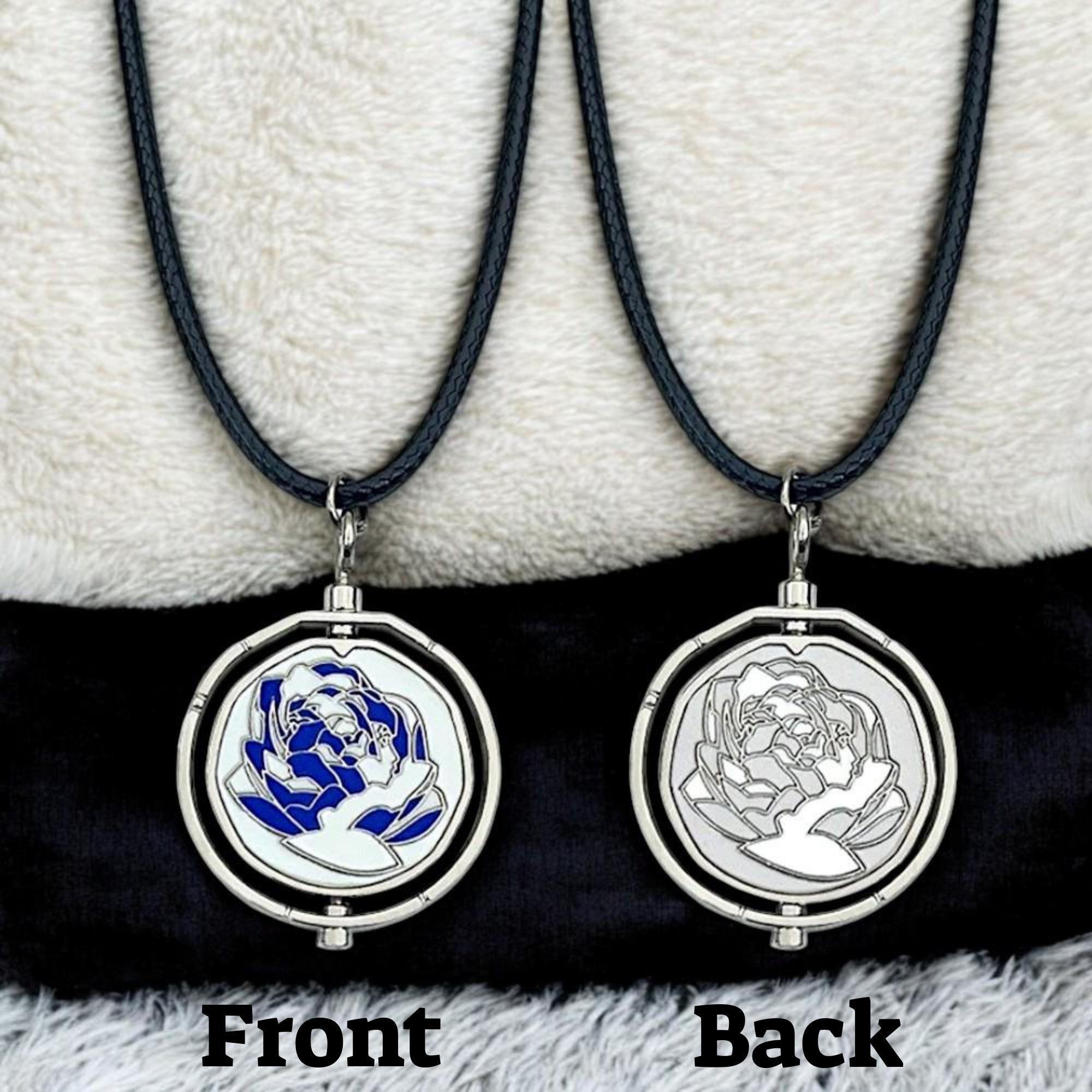 Jinx-inspired Blue & White Rose Necklace Double-sided Jinx-inspired Blue & White Rose Necklace Double-sided