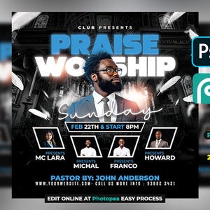 EDITABLE Church Flyer, Church Service Flyer, School Flyer, Anniversary Flyer, Social Media, Instagram, Facebook