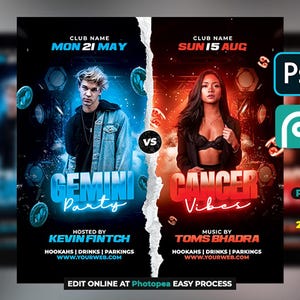 Editable Party Flyer, Party Flyer, Club Flyer, Social Media, DIY Event Flyer, Editable PSD Template, Instant Download