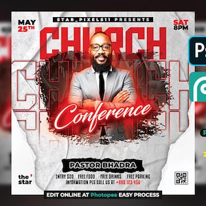 Editable Church Conference Worship Flyer Template, Church Social Media Flyer, Church Event Psd Flyer, Prayer Event Flyer Template