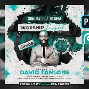 EDITABLE Church Flyer, Church Service Flyer, School Flyer, Anniversary Flyer, Social Media, Instagram, Facebook