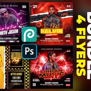 Party Flyers Bundle, Club Flyer Bundle, Editable Night Club Flyers Templates perfect for DJ or Night Club Events, Instagram, Facebook
