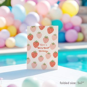 Printable Strawberries Have a Berry Sweet Birthday Card | Cute Berry Sweet Birthday Wishes Card for Strawberry Lovers 5x7" Digital Download