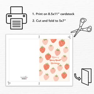 Printable Strawberries Have a Berry Sweet Birthday Card | Cute Berry Sweet Birthday Wishes Card for Strawberry Lovers 5x7" Digital Download