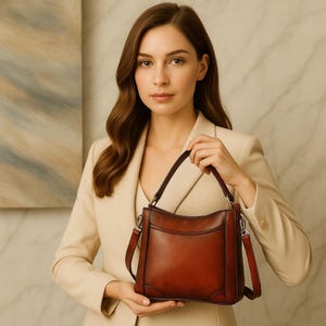 Handgefertigte Echtleder Retro Umhängetasche | Hochwertige Damen Vintage Handtasche | Ideales Geschenk für jeden Anlass