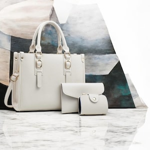 Handcrafted Soft PU Leather 3-Piece Handbag Set | Versatile Large Tote | Wallets for Work, School | Everyday Use | Perfect gift for women