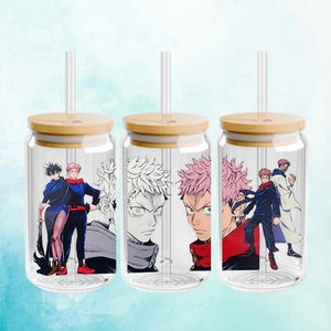 Jujutsu Kaisen Anime Glass Tumbler: 16oz Reusable Coffee Cup