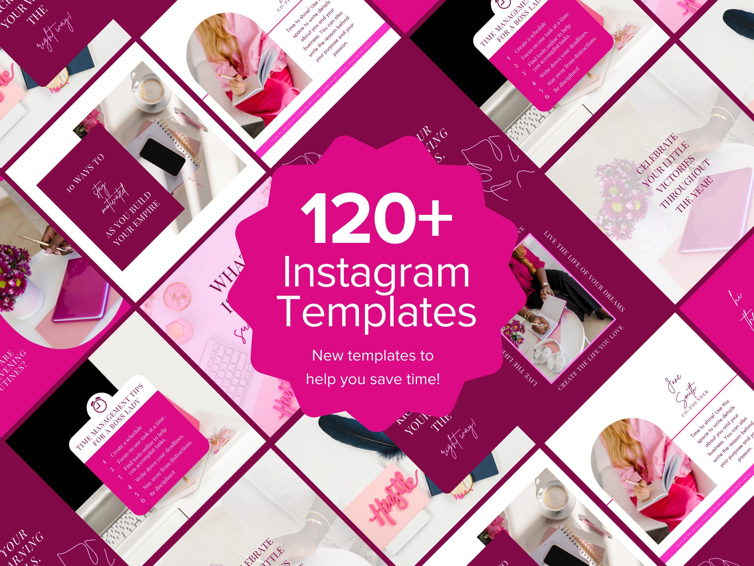 120 Pink Business Instagram Post Canva Templates | Social Media ...