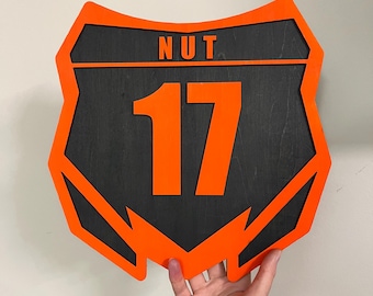 Personalized motocross number plate sign, custom dirt bike wall decor, dirtbike racing, motocross racing, biker gifts, supercross fan