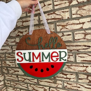 Hello Summer Watermelon themed Home Decor, Summertime Decorations for front porch, Pool Deck Decorations, Gifts For Her, welcome signs