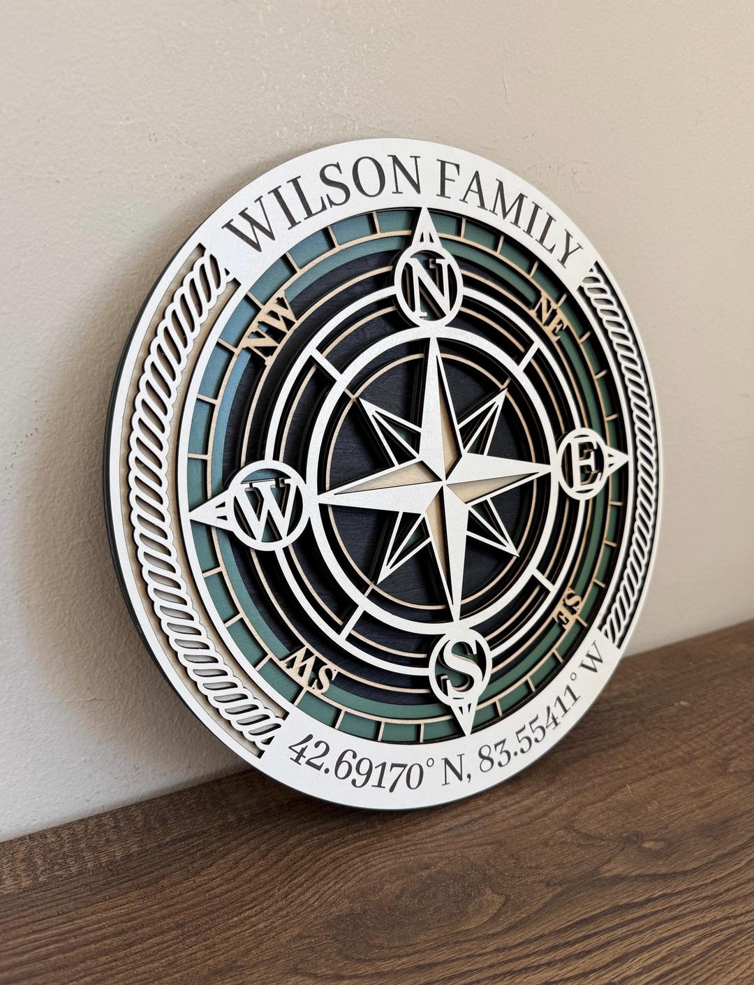 Personalized Family Compass Wall Sign, Custom Wooden Compass With ...