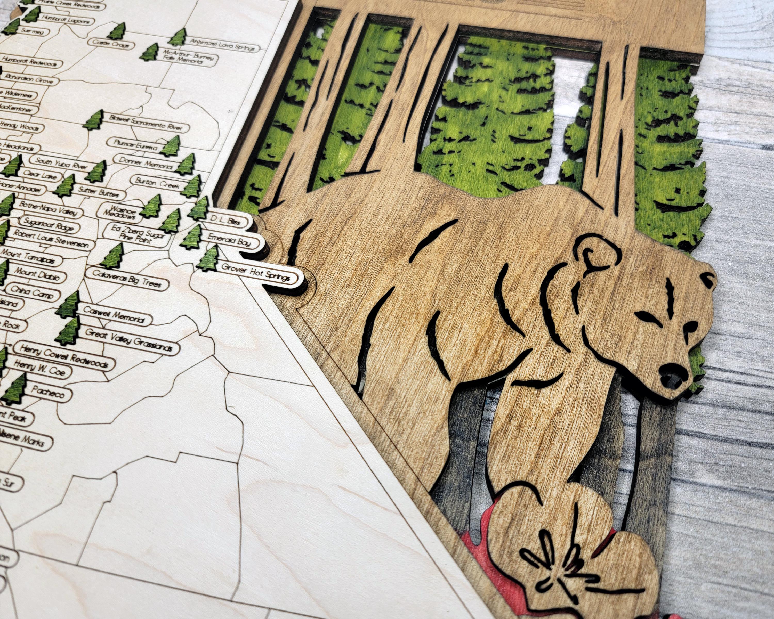 California State Park Map, Personalized California Travel Map, Laser ...