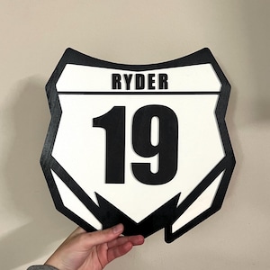Personalized motocross number plate sign, custom dirt bike wall decor, dirtbike racing, motocross racing, biker gifts, supercross fan