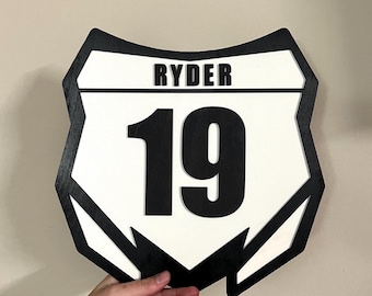 Personalized motocross number plate sign, custom dirt bike wall decor, dirtbike racing, motocross racing, biker gifts, supercross fan