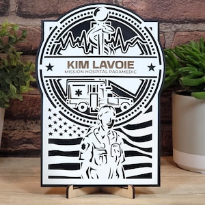 Personalized paramedic rescue sign, retirement gifts for paramedics, custom wood signs for first responders, paramedic tribute plaques
