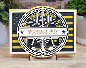 Custom 911 Dispatcher Plaque, Personalized emergency dispatcher sign, 911 operater gift for first responders