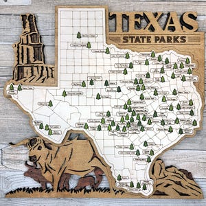Texas State Park Map, Personalized Texas Travel Tracker Map, Wooden Maps, Texas Home Decor, Gift for Travelers, Texas Art, Adventure Maps