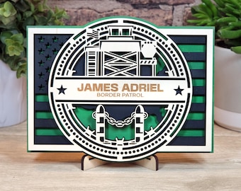 Border patrol agent sign, personalized border patrol officer plaque, custom usa border patrol retirement gift signage, law enforcement gifts