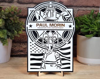 Personalized firefighter rescue sign, firefighter retirement gift, custom wooden signs for first responders, gifts for fireman