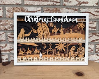 Nativity Christmas Countdown Calendar, Wooden Advent Calendar, Christian Christmas Story Decor, Religious Christmas Decor, 25 day countdown