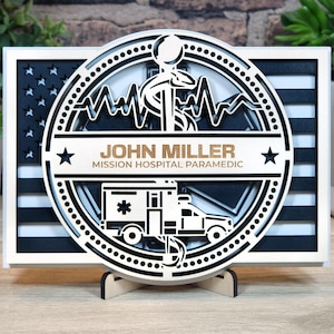Personalized paramedic rescue sign, retirement gifts for paramedics, custom wood signs for first responders, paramedic tribute plaques