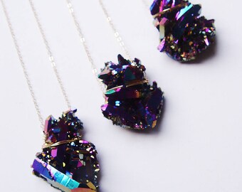 Titanium Druzy Gold Necklace