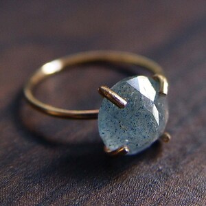 Moss Aquamarine Gold Filled Ring OOAK image 3