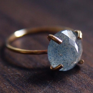 Moss Aquamarine Gold Filled Ring OOAK image 4