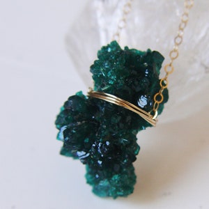 Emerald Crystal Gold Necklace, Raw Emerald Gold Necklace