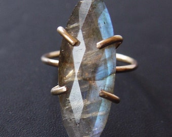 Marquise Labradorite Gold Ring