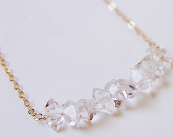 Herkimer Diamond Cluster Gold Necklace