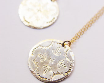 Sun Talisman Gold Necklace. Gold Charm Medallion Necklace