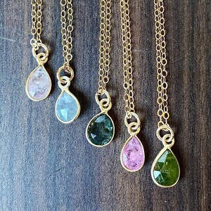 Multi Sapphire 14k Gold Layering Necklace image 3